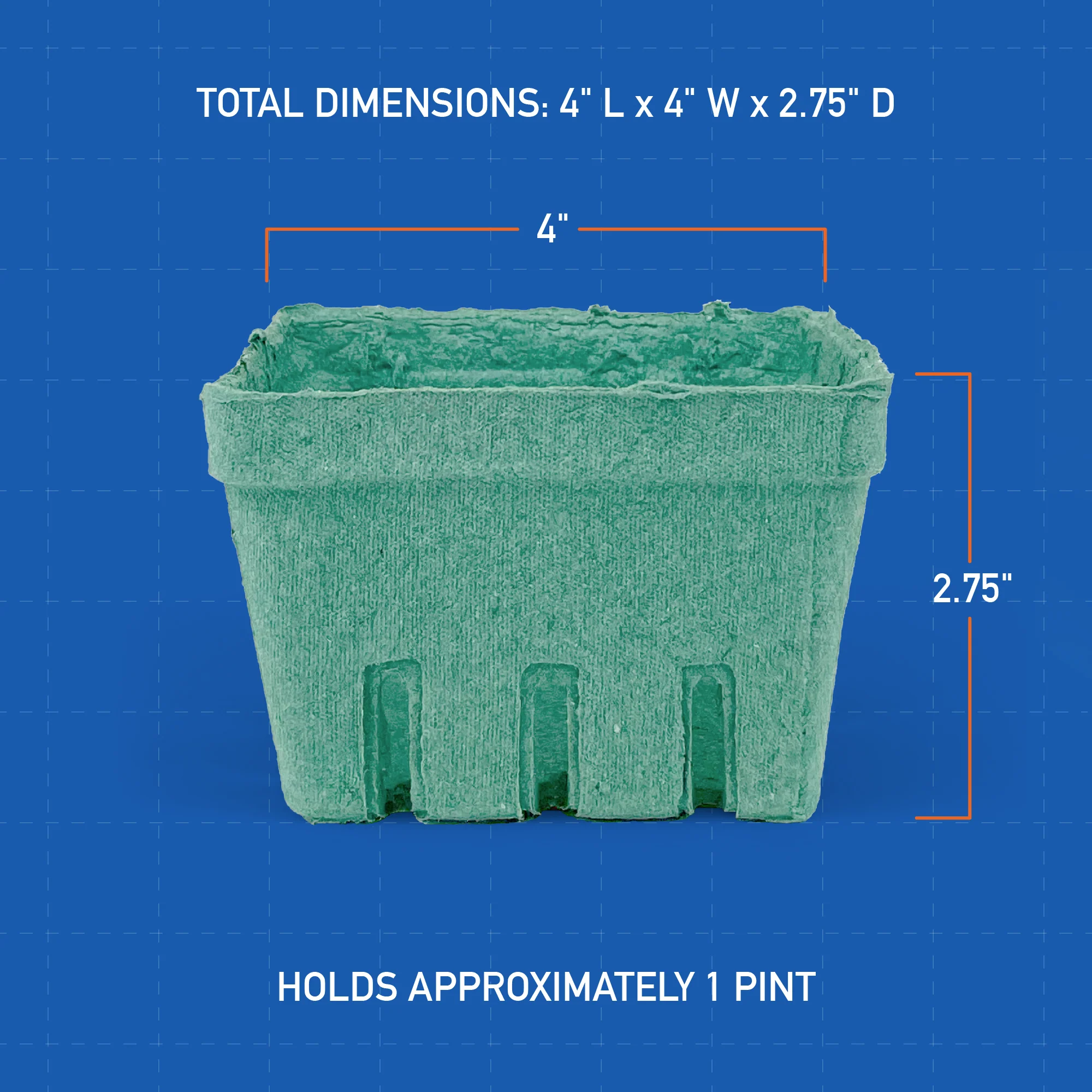1 Pint (16 oz.) Green Molded Pulp Berry/Produce Basket - Case of 500 - Image 5