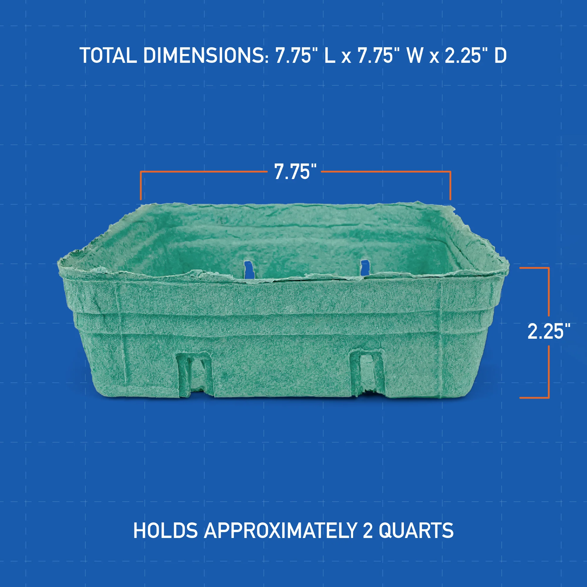 2 Quart (64 oz.) Green Molded Pulp Berry/Produce Basket - Case of 200 - Image 6